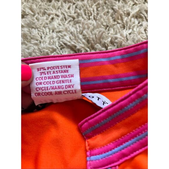 Gretchen Scott Blouse Women's M Button Up V Neck Quarter Sleeve Top Orange Pink - Picture 4 of 9